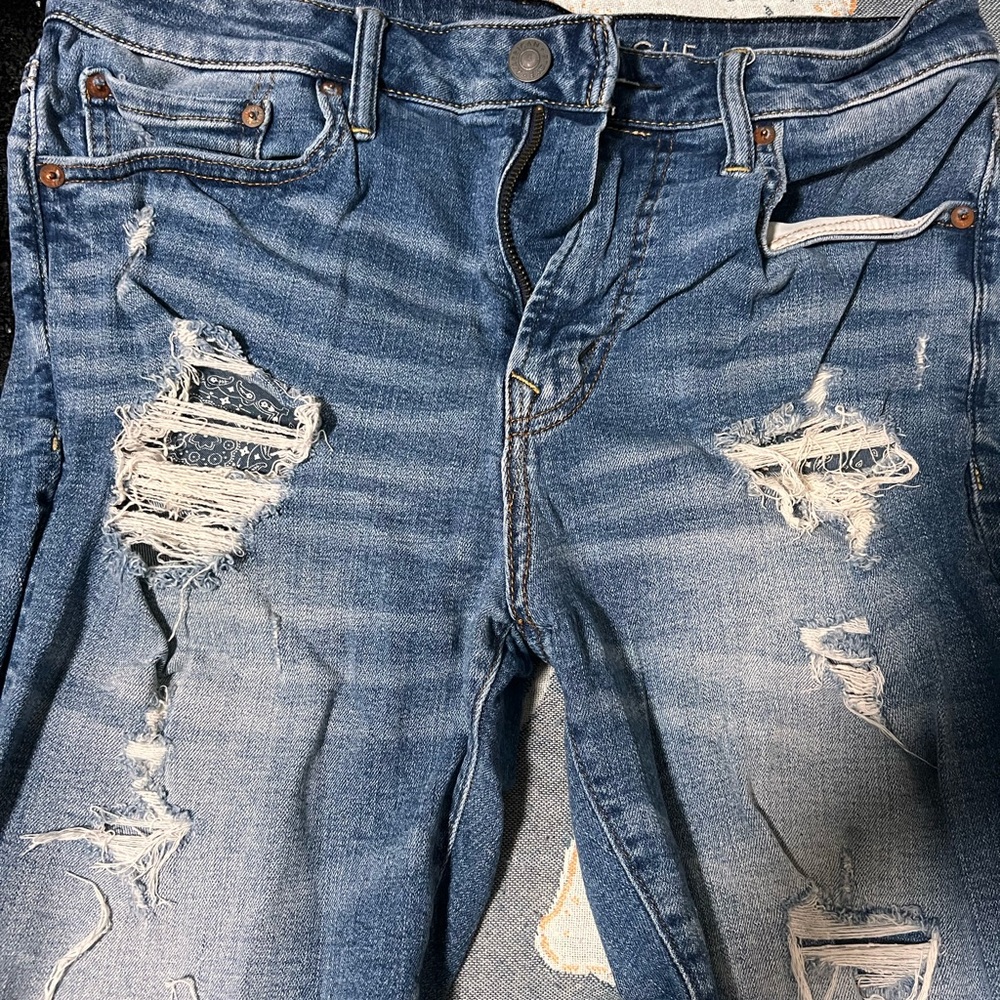 American Eagle Blue Jean Shorts Distressed Style